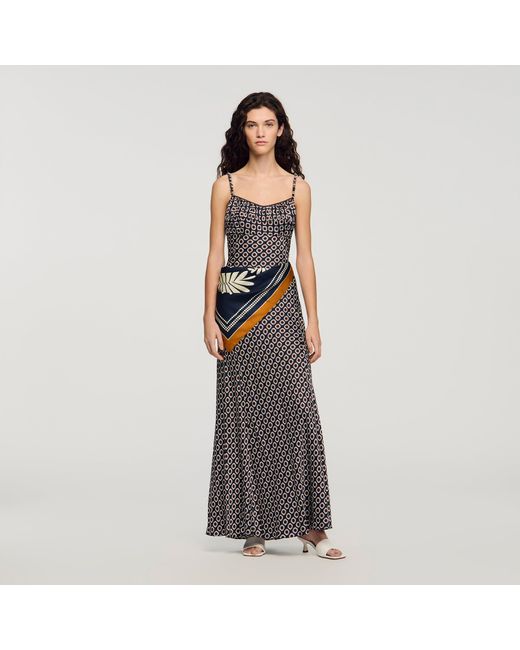 Sandro Gray Floral Slip Maxi Dress