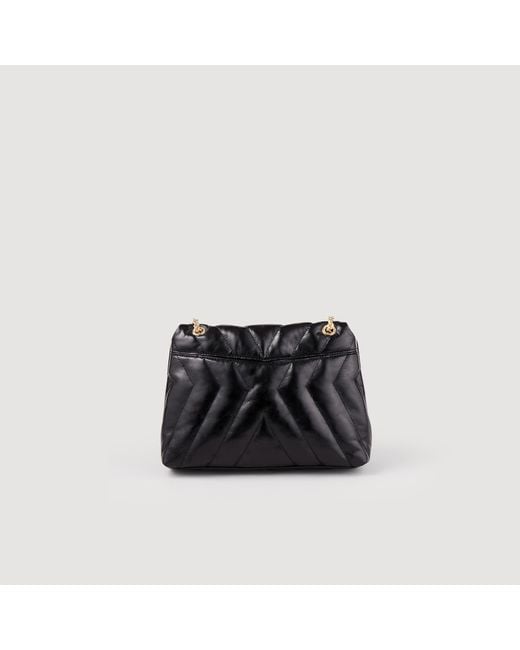 Sandro Black Mila Quilted Leather Bag