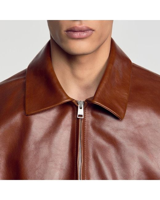 Sandro Blue Leather Jacket for men