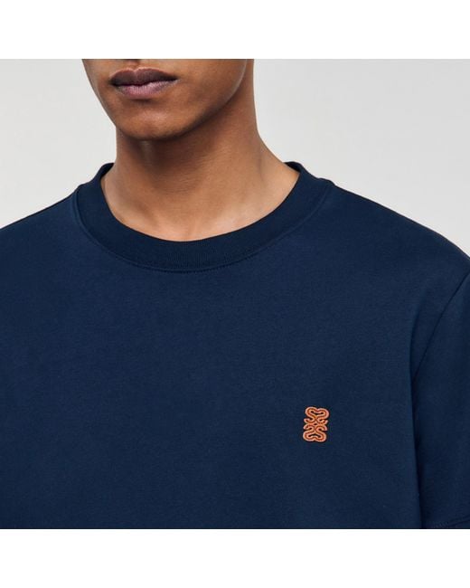 Sandro Blue Leather Logo T-Shirt for men