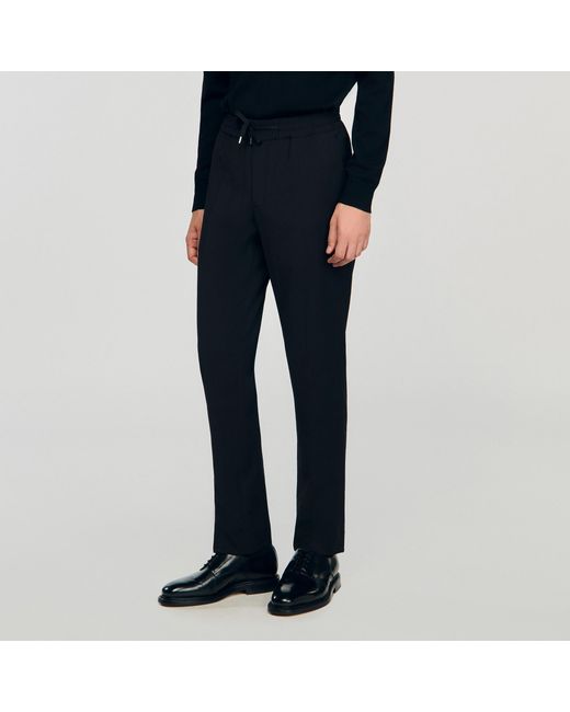 Sandro Blue Elasticated Straight-Leg Trousers for men