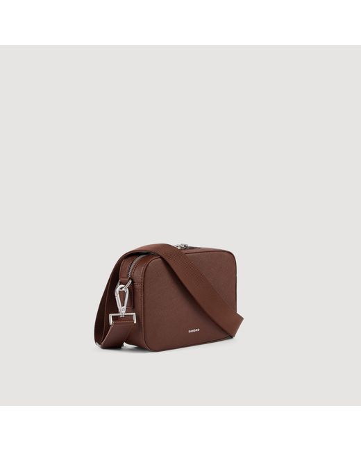 Sandro Brown Small Reconstituted Leather Bag for men