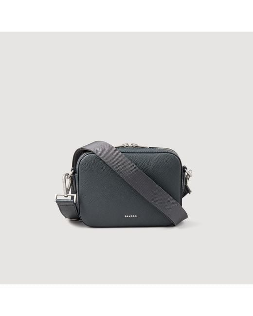 Sandro Black Small Reconstituted Leather Bag for men