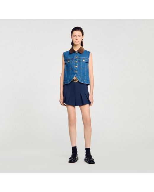 Sandro Blue Sleeveless Denim Jacket