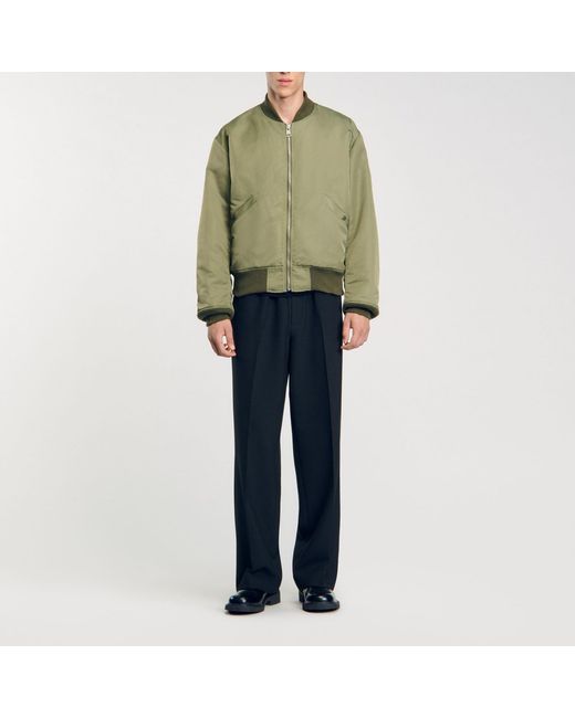 Sandro Green Zip-Up Bomber Jacket for men