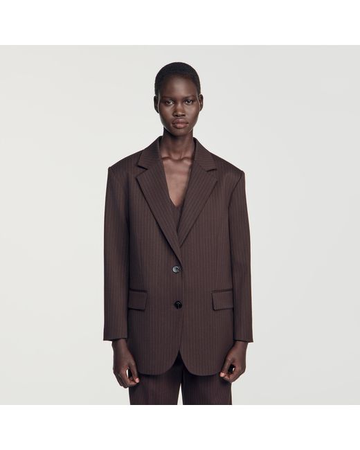 Sandro Blue Striped Suit Jacket