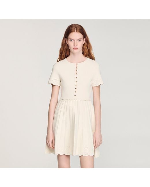 Sandro Natural Pointelle Knit Short Dress