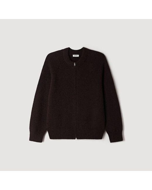Sandro Brown Zip-Up Bomber Cardigan for men
