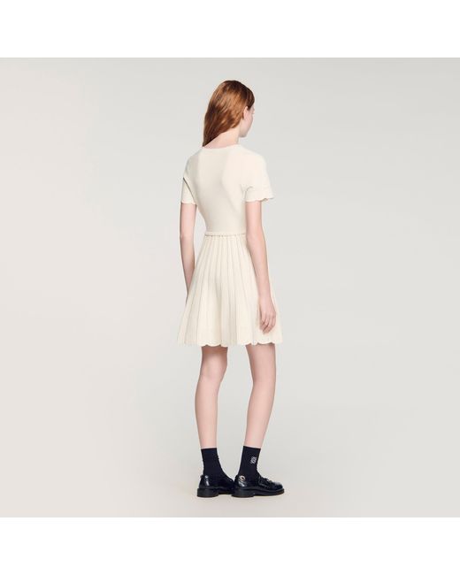 Sandro Natural Pointelle Knit Short Dress