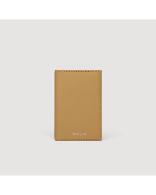 Sandro Natural Grained Leather Card Holder for men