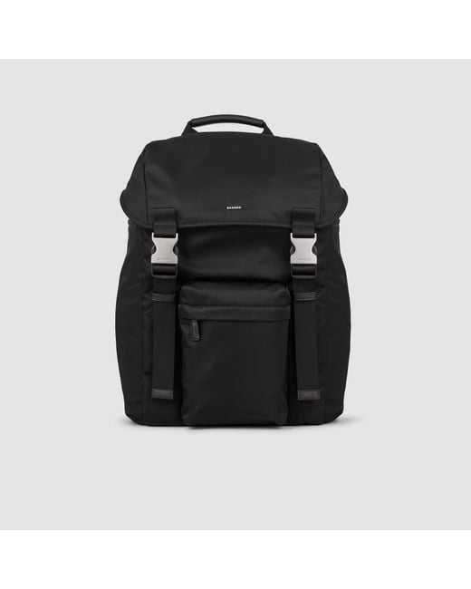 Sandro Black Recycled Leather Backpack for men