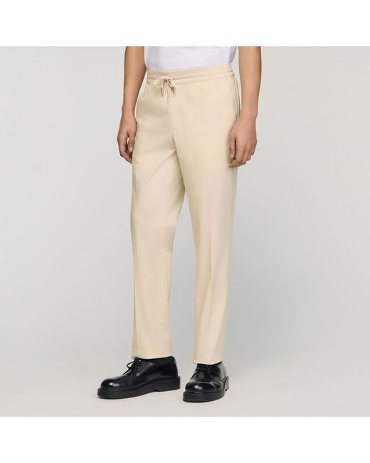 Sandro Natural Elasticated Straight-Leg Trousers for men