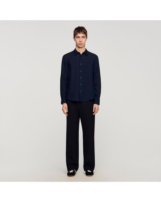 Sandro Blue Linen Shirt for men