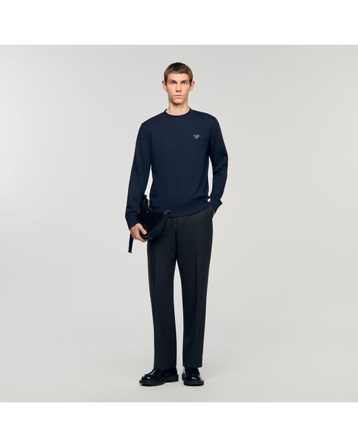 Sandro Blue Heart Patch Sweatshirt for men