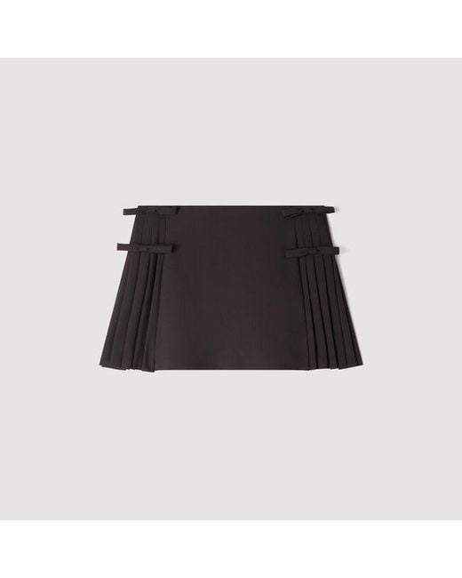 Sandro Blue Mini Pleated Wool Skirt