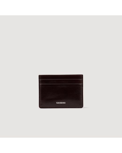 Sandro Black Glazed Leather Card Holder