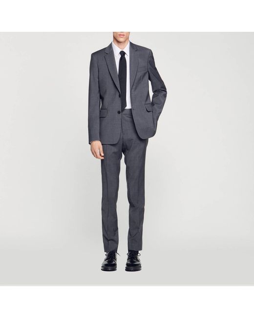 Sandro Blue Wool Suit Jacket for men
