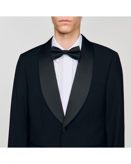 Sandro Blue Wool Jacket With Shawl Collar for men
