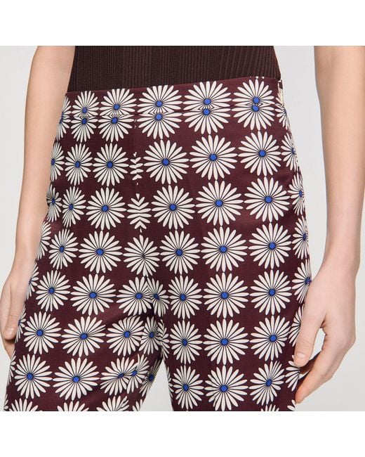 Sandro Red Floral-Print Floaty Trousers