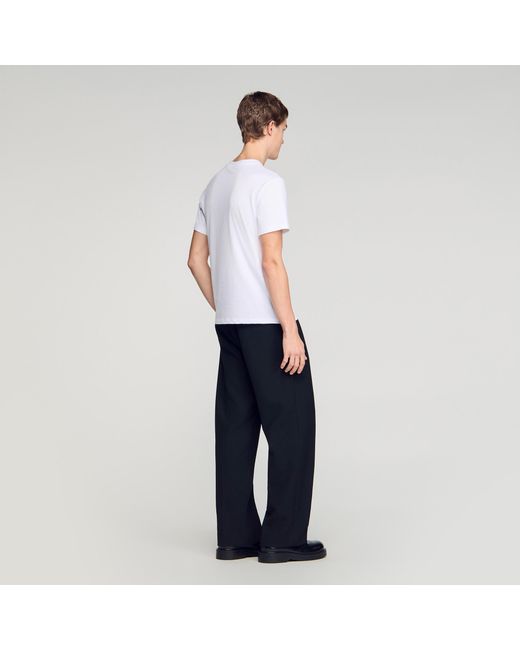 Sandro Blue T-Shirt With Double S Patch for men