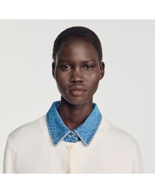 Sandro Blue 2-In-1 Effect Cardigan