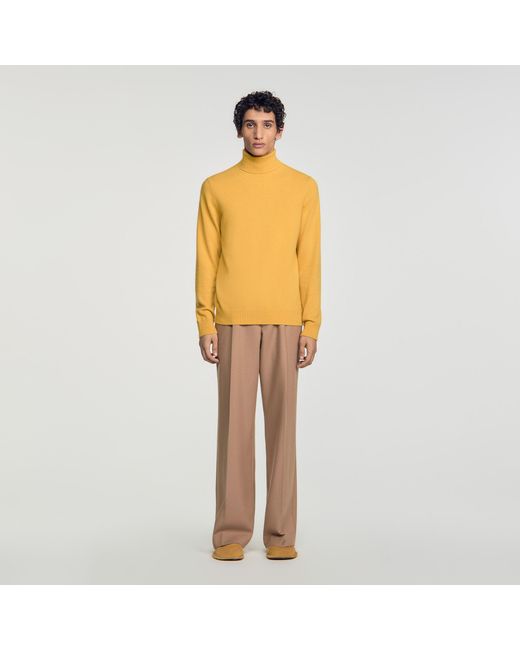 Sandro Yellow Cashmere Turtleneck Sweater for men