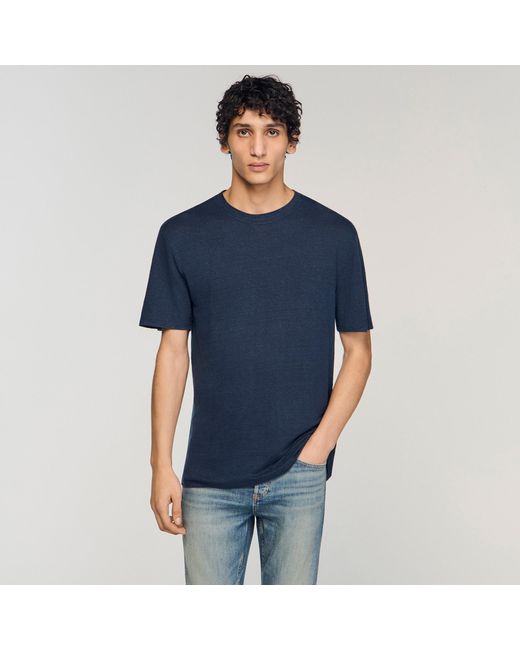 Sandro Blue Certified Linen T-Shirt for men