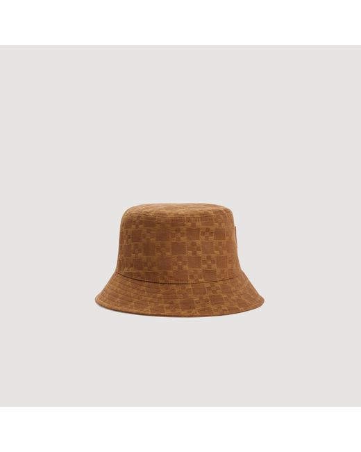 Sandro Brown Denim Bucket Hat With Patch for men