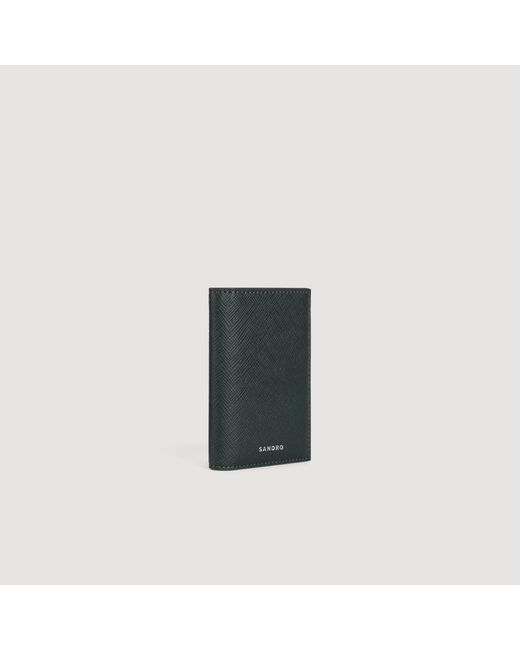 Sandro Black Saffiano Leather Card Holder for men