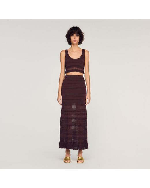 Sandro Purple Pointelle Knit Maxi Skirt