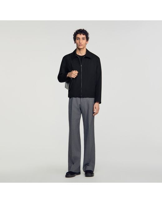 Sandro Black Zip-Up Jacket for men