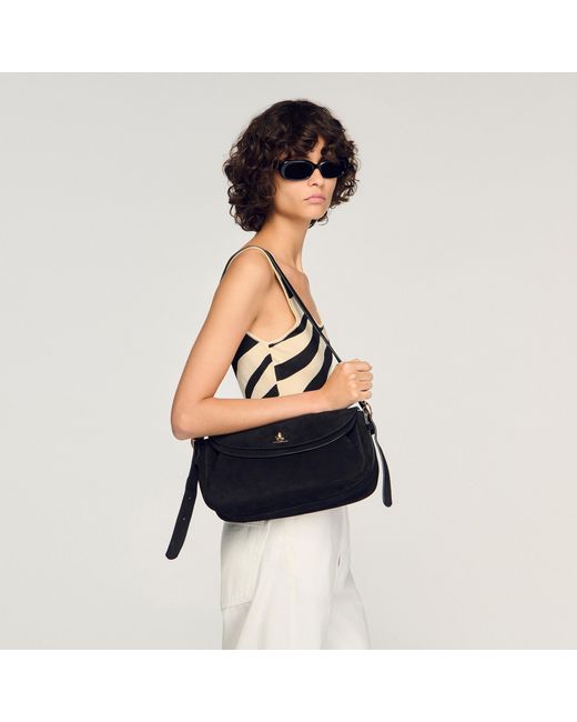 Sandro Black Le Mambo Suede Bag