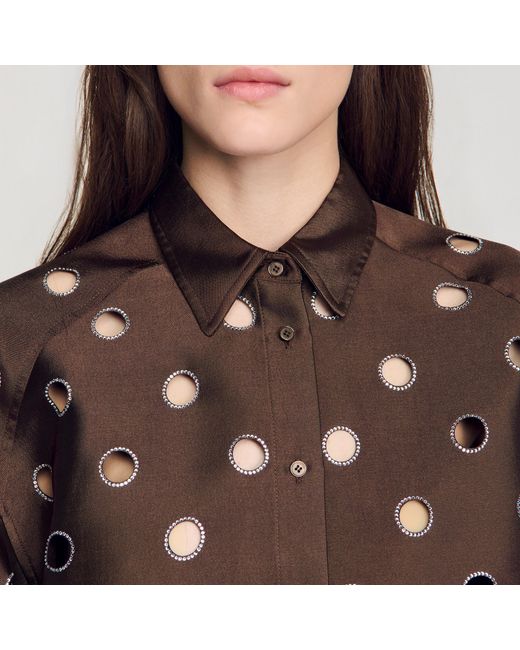 Sandro Red Rhinestone Shirt