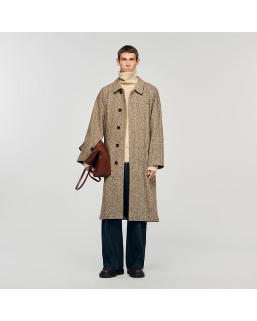 Sandro Natural Oversized Wool Coat for men