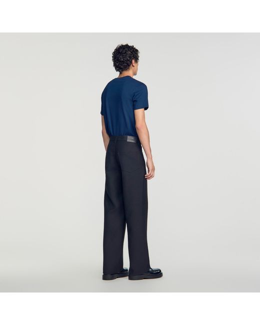 Sandro Blue Straight-Leg 5-Pocket Trousers for men