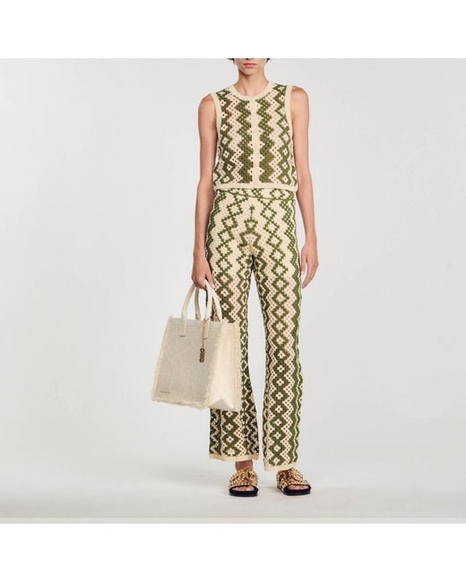 Sandro Metallic Crochet Top