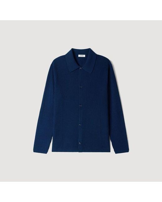Sandro Blue Rib Knit Shirt for men
