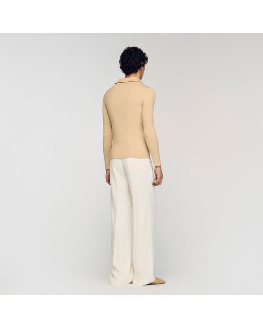 Sandro White Zip Cardigan With Standing Collar for men