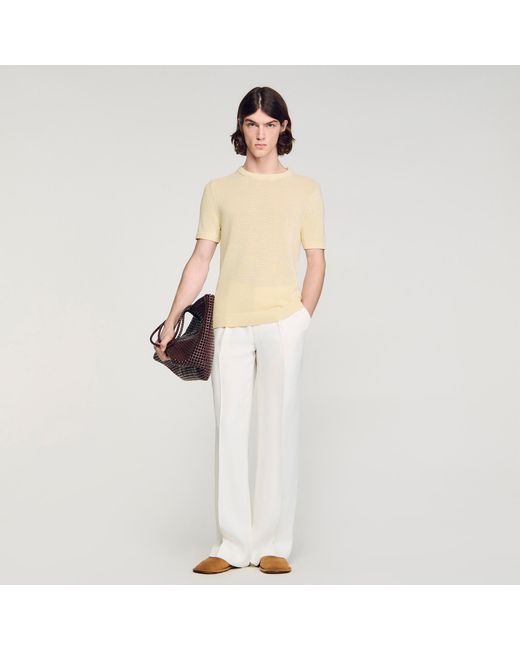 Sandro White Fine Knit T-Shirt for men