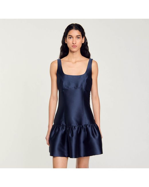 Sandro Blue Short Satin Dress