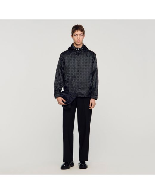 Sandro Blue Square Cross Nylon Jacket for men