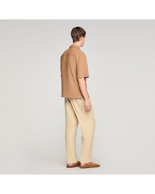 Sandro Natural Textured Shark Collar Shirt for men