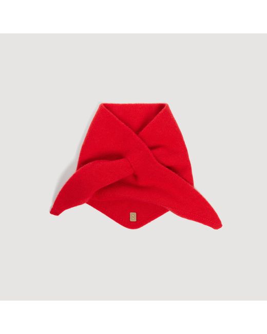 Sandro Red Tie-Up Wool Bandana