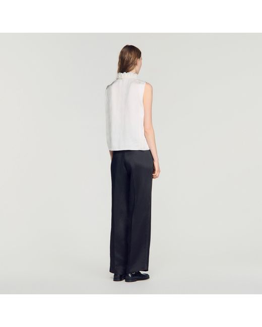 Sandro Blue Ruffled Collar Shirt