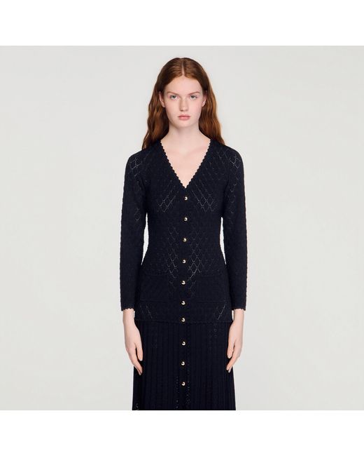 Sandro Blue Fancy Knit Maxi Dress