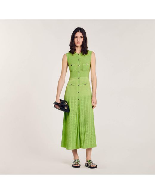Sandro Green Knit Midi Dress