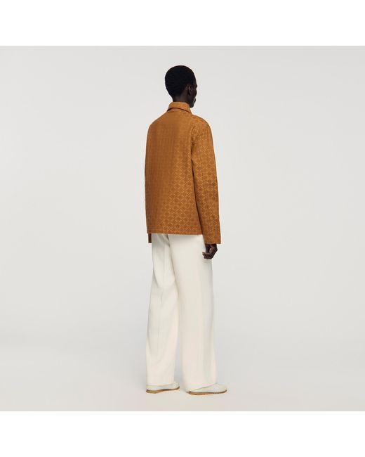 Sandro Brown Square Cross Denim Jacket for men