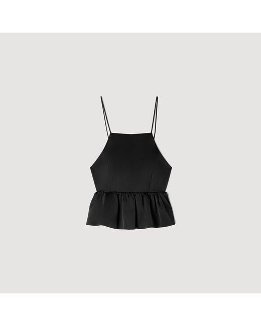 Sandro Blue Ruffled Crop Top