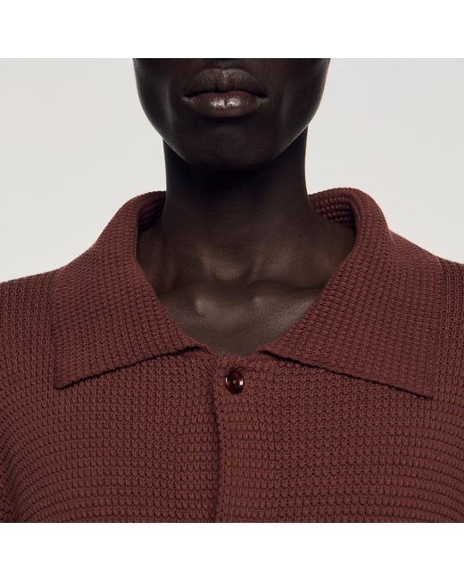 Sandro Red Waffle-Knit Shirt for men