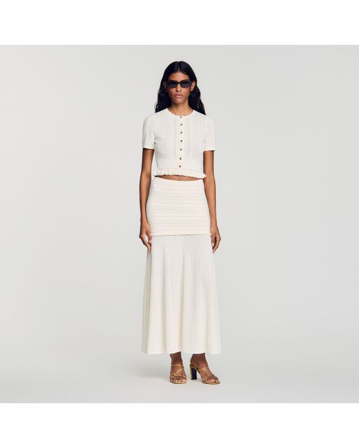 Sandro Natural Pointelle Knit Maxi Skirt